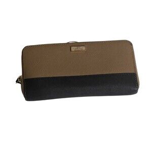 KATE SPADE NEW YORK Black & Tan Slim Bi-fold Credit Card Holder Clutch Wallet